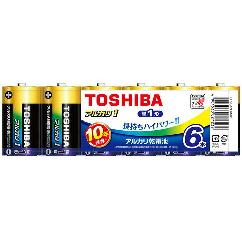TOSHIBA/東芝 アルカリ乾電池 アルカリ1 単1形 6本まとめパック LR20AN 6MP gimmick-10800632 GIMMICK パッケージ画像