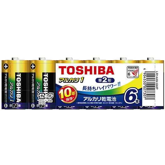 TOSHIBA/東芝 アルカリ乾電池 アルカリ1 単2形 6本まとめパック LR14AN 6MP gimmick-10800655 GIMMICK パッケージ画像
