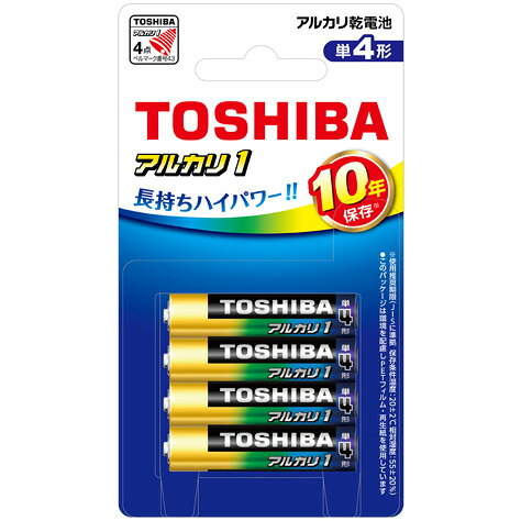 TOSHIBA/東芝 アルカリ乾電池 アルカリ1 単4形 4本入フック LR03AN 4BP gimmick-10800646 GIMMICK パッケージ画像
