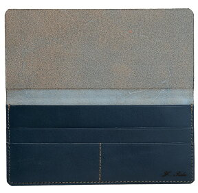 【オーダーメイド】超薄型牛革長財布（栃木レザー仕様　革色　：　ネイビーブルー（紺））