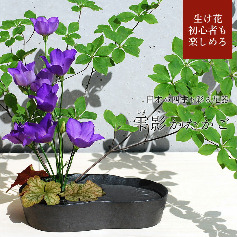 【母の日ギフト】【あす楽】銀雅堂 生け花 花器 雫影（しずか）かたかご｜剣山 水盤 花瓶 一輪挿し フラワーベース 華道 枝物 ギフト 四季 花 誕生日 送料無料 和モダン コンパクト 日本製 生花 ブーケ 切り花 アレンジメント