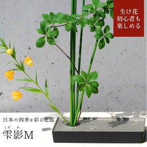 【お買い物マラソン期間ポイント10倍】【母の日ギフト】【あす楽】銀雅堂 生け花 花器 雫影（しずか）Mサイズ｜剣山 水盤 花瓶 一輪挿し フラワーベース 華道 枝物 おしゃれ ギフト 四季 花 誕生日 送料無料 和モダン コンパクト 日本製 生花 ブーケ 切り花 ikebana