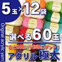 選べる60玉福袋(5玉入×12袋)!まとめ買い特価!マイホビーL/アクリル毛糸/極太タイプ/【オリジナルアクリルヤーン】【送料無料】【高校/中学/小学/学校/教材/授業】