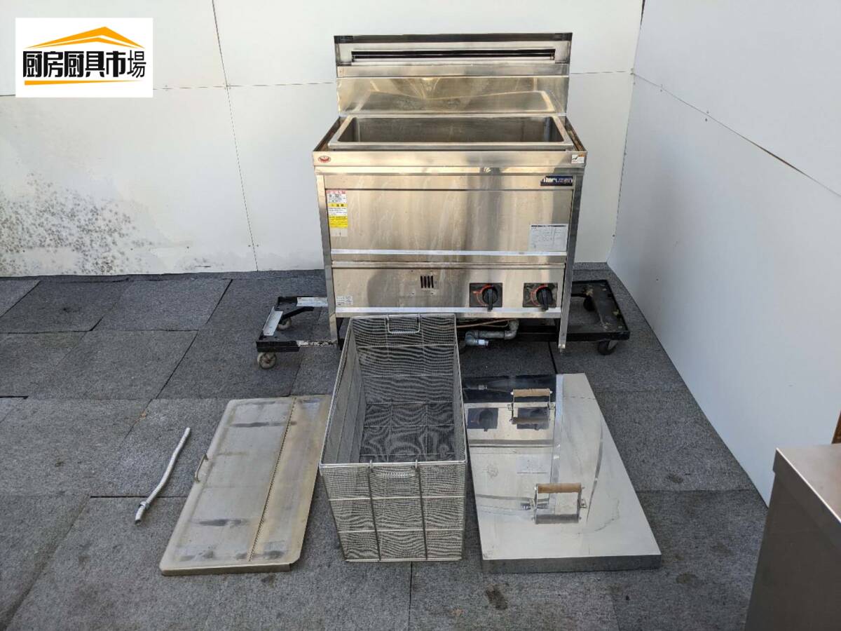 銀河厨房の業務用うどん釜 中古 マルゼン MGU-096G 2020年製 都市ガス13A 1槽 角槽 ゆで麺機 茹麺機 うどん そば 麺料理 うどん店 そば店 食堂 飲食店 厨房設備 幅900×奥行600×高さ800mm KM68｜アングル3