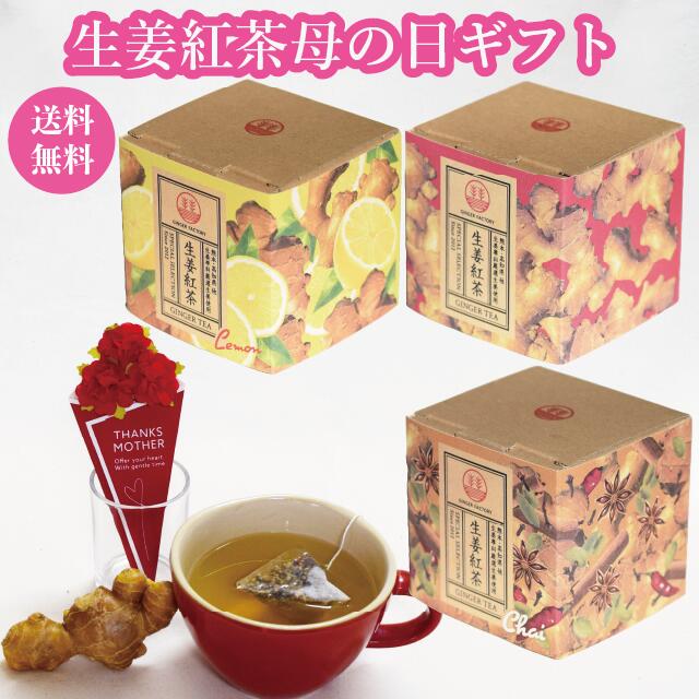 遅れてごめんね 母の日 ギフト プレゼント 生姜紅茶セット カーネーション付 送料無料 国産 熊本 高知 長崎 無添加 無着色 生姜紅茶 ジンジャーティー チャイ 温活 冷え ポカポカ ヘルシー グルメ 無糖 贈答