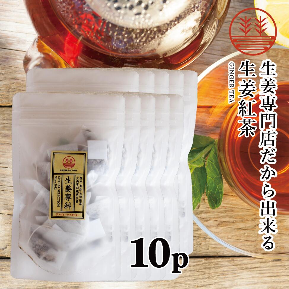 生姜紅茶 ティーバッグ 10包入り×10袋 国産 生姜 しょうが ショウガ 和紅茶 しょうが紅茶 ティーバッグ 温活 生姜 紅茶 冷え性 ぽかぽか 生姜茶 静岡茶