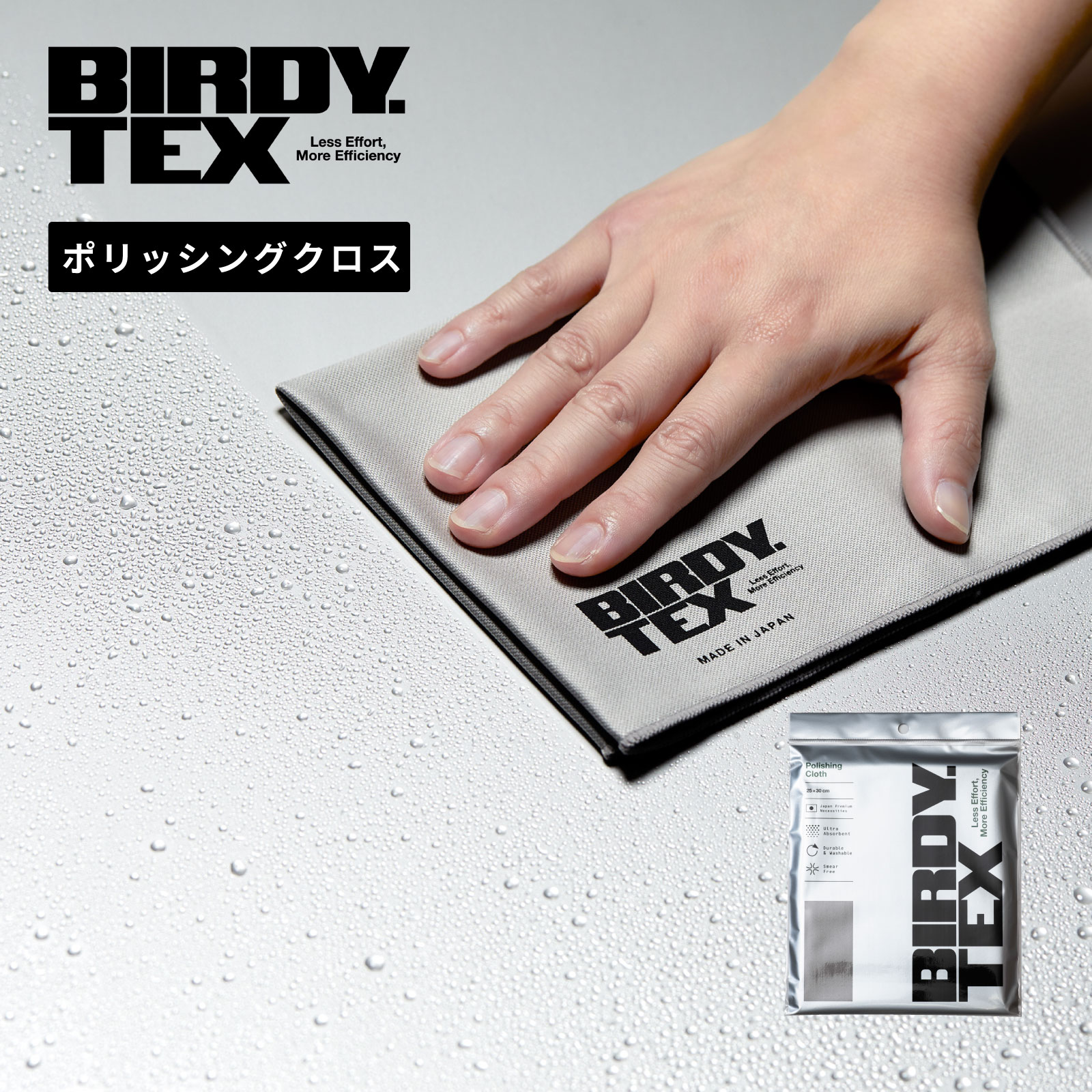 BIRDY. TEX ワイピングクロス 台拭き 万能クロス 布巾 ふきん 水回り掃除 グレー 30×25cm ネコポス送料無料