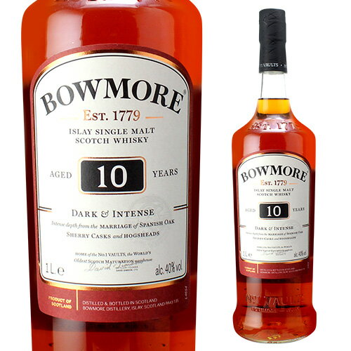 BOWMORE 【全品P3倍 5/20限定 父の日 早割】ボウモア10年 ダーク&インテンス 1000mlアイラ スコッチ シングルモルト [ウイスキー][