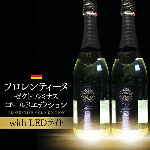 1本あたり2,600円(税込) 送料無料 LEDライト付 フロレンティーヌ ゼクト ルミナス ゴールド エディション 2本セット 750mlスパークリング 光る ワイン 24金 お祝い プレゼント 祝い ナイト パリピ 映え パーティー ワインセット 長S gingin-10003051 ジン専門店『ALL GIN アラジン』 サンプル画像3