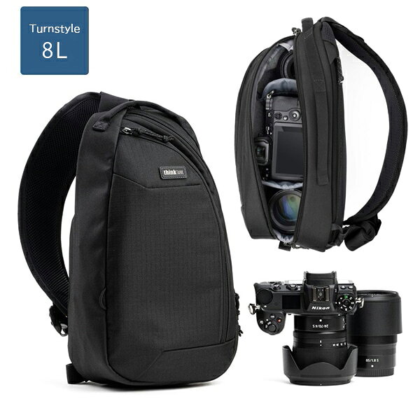 外寸 H39 × W21 × D13cm 内寸カメラ収納部 H34 × W19 × D10cm タブレット収納部 H23.5 × W16.5cm 容量 8L 重量 660g 最大レンズサイズ / 収納目安（縦） 50mm F1.2 最大レンズサイズ / 収納目安（横） 70-200mm F2.8 同梱物 インカバー 製品特徴 シンクタンクフォトを代表する、収納力と機動力のバランスが取れたスリングバッグシリーズです。 シャッターチャンスを逃さないスピーディーな操作感、快適な装着感、スタイルに合わせたカラーリングを求めるクリエイターのために、エコ素材の採用と現代的なデザインへの刷新を行いました。 5L / 8L / 11Lの3サイズ、アスファルトブラック / グリーンウェイ / ゴールデンアワー / アーバンラストの4カラーを揃えています。 ■素早く前へ回せる、回転スリング構造■ バッグを下ろさず前面へ回すことで、ワイドに開くメイン開口部から機材へダイレクトにアクセス可能。決定的な瞬間を逃しません。ショルダーストラップの接続部分が可動するため、前面に回したバッグを水平に保ちやすく、スムーズな機材の出し入れと高いフィット感を両立しています。 ■スマートな本体に詰め込まれた利便性の高い機能■ メインコンパートメント以外にもバッグ前面に小物収納に適したジッパーポケット、側面にウォーターボトルポケット、背面にタブレット収納部、ショルダーストラップ上にカメラクリップ取り付け用のループを備えています。 また、格納できるウエストストラップも搭載しているため、動きの多い撮影時や自転車での走行時などでも、バッグが不用意に回ってしまうことを防げます。 普段使いから旅先のサブバッグまで、さまざまなシーンにフィットする利便性の高いバッグです。 ■長時間使用しても続く快適な装着感■ 幅広でクッションフォームがしっかりと入ったショルダーパッドを採用することで、快適な装着感を実現しています。また、ショルダーパッドの接続部分に可動域を持たせることで、バッグを前面や背面に回転させた際に、どの位置でも安定したフィット感が得られます。背中に当たる面には通気性に優れたメッシュ素材とクッションフォームを使用しています。 ■サステナブル素材の採用■ バッグ本体には、リサイクル素材を使用したbluesign®認証ファブリックと、PFASフリーのDWR-0撥水コーティングを採用。スマートかつシンクタンクフォトらしいデザインを追求しながら、環境への配慮も両立させました。 ■注意■ 併売品となりますのでご注文のタイミングによっては在庫がご用意できかねる場合がございます。予めご了承下さい。 モニターの発色具合により実際のものと色が異なる場合がございます。