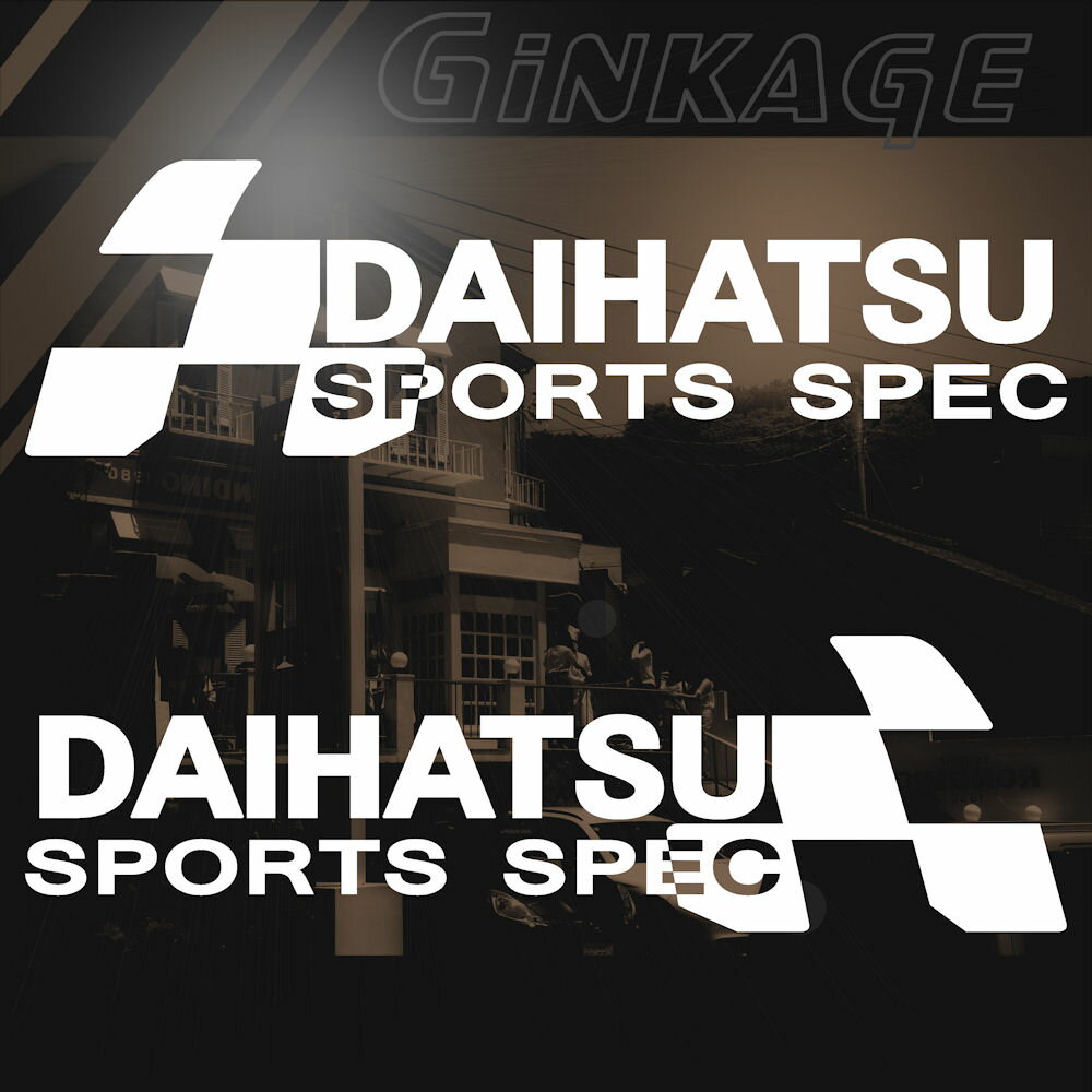 ダイハツ DAIHATSU 車 ステッカー スポーツスペック 枠サイズ：8cm×26cm 左右反転セット スポーツ ドライブ 車用 ドレスアップ 外装 パーツ カー用品 かっこいい デカール ステッカー