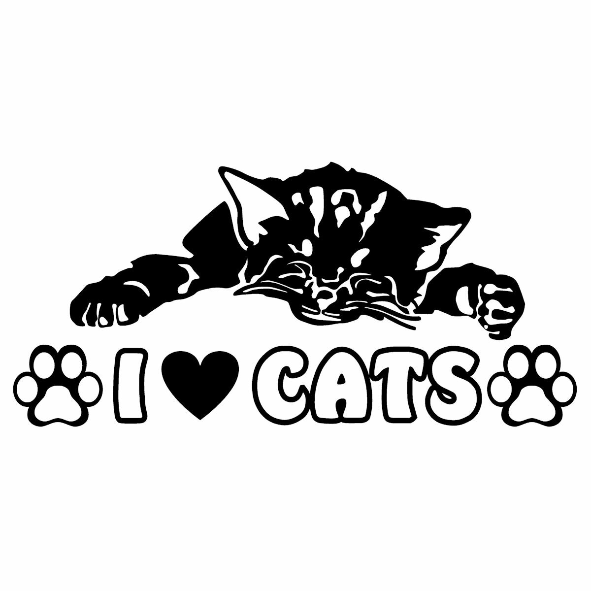 猫 ステッカー I LOVE CATS かわい...の紹介画像2