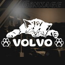 VOLVO ボルボ 車 メーカー ロゴ エンブレム 車名 猫 名前が入る かわいい 子ねこのお昼寝 ステッカー 3M社製 カッティングシート 型抜き シール お...