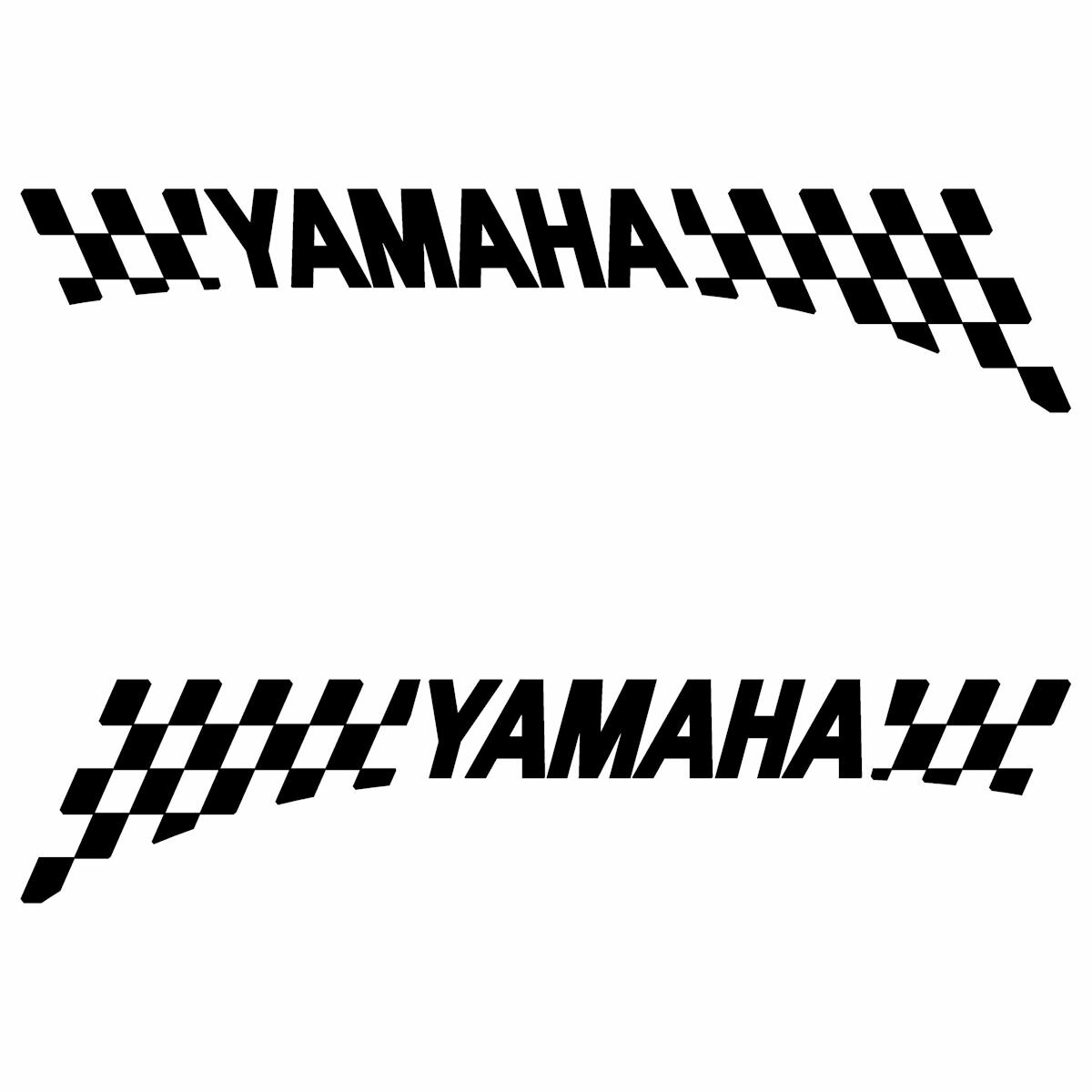 ヤマハ YAMAHA レーシング チェッカー エンブレム フロント サイド フェンダー用 3M社製 強粘着シート ステッカー （Lサイズ）：8cm × 34cm 枠内 × 左右反転セット