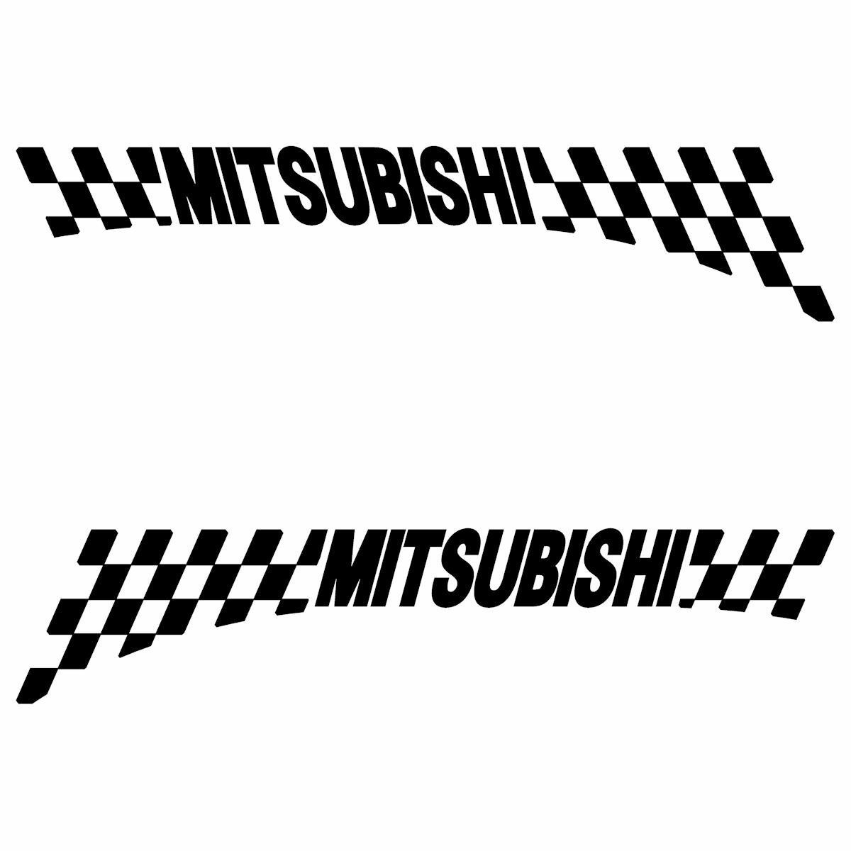 ミツビシ MITSUBISHI レーシング チェッカー エンブレム フロント サイド フェンダー用 3M社製 強粘着シート ステッカー （Mサイズ）：6cm × 26cm 枠内 × 左右反転セット