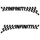 インフィニティ INFINITI レーシング チェッカー エンブレム フロント サイド フェンダー用 3M社製 強粘着シート ステッカー （Sサイズ）：4cm × 17cm 枠内 × 左右反転セット