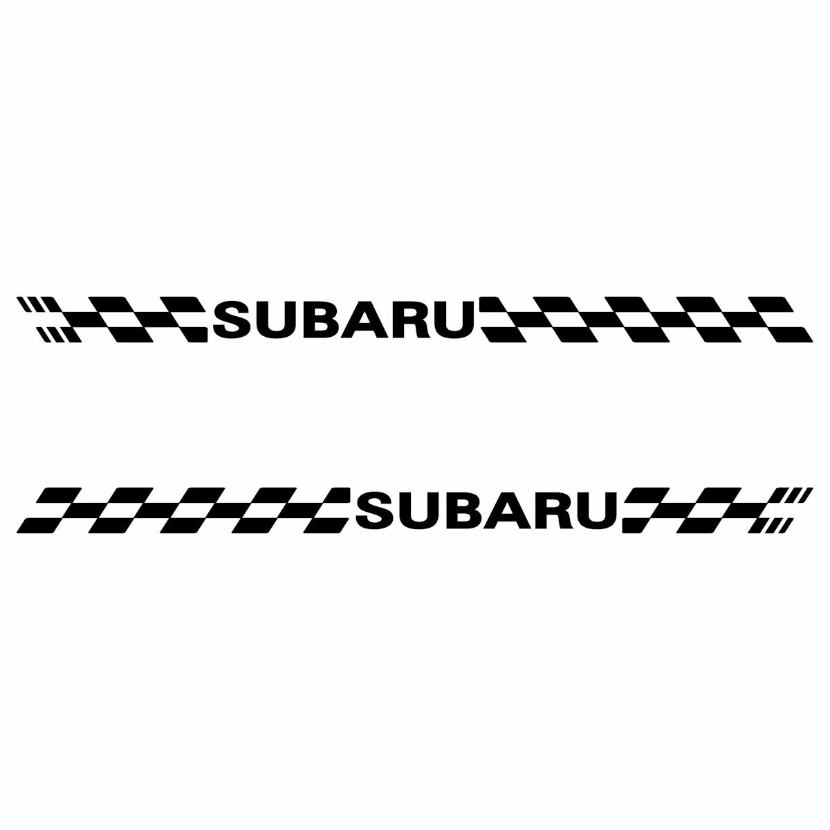 スバル SUBARU 車 フロント フェンダー サイドジル サイドステップ ロッカーパネル ドアガーニッシュ 外装パーツ用 スポーツ チェッカー エンブレム ステッカー 枠サイズ：3cm × 42cm × 左右反転セット