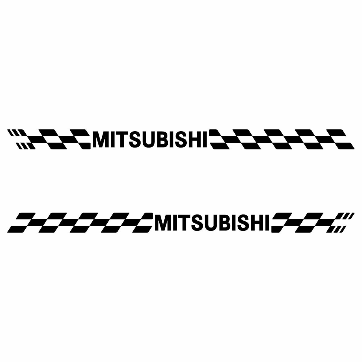 樂天商城 - ミツビシ MITSUBISHI 車 レーシング スポーツ チェッカー エンブレム ステッカー 枠サイズ：2cm × 28cm × 左右反転セット
