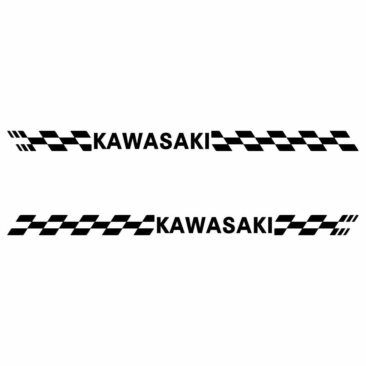 カワサキ KAWASAKI バイク カウル スクリーン 外装パーツ用 スポーツ チェッカー エンブレム ステッカー 枠サイズ：4cm × 56cm × 左右反転セット 1