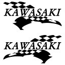 KAWASAKI カワサキ バイクステッカー チェッカー フラッグ 枠サイズ：8cm×16cm×左右反転 ツインセットかっこいい バイカー ドレスアップ デカール