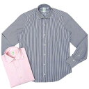 【SALE40】Finamore(フィナモレ)LUIGIルイジ/GENOVAジェノバ ウォッシュドコットンツイルロンドンストライプワイドカラーシャツ 980173 11082001039