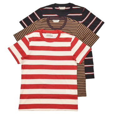 【SALE30】MARNI(マルニ)コットンマルチボーダークルーネックS/Sカットソー 3枚組パックTシャツ HUMU0151S0S23627 12101401138