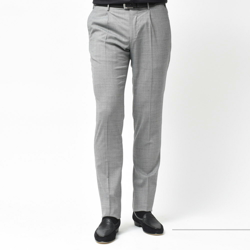 INCOTEX（インコテックス）SLIM FIT ストレッチテクノウールマイクロハウンドトゥース1プリーツテーパードパンツ 1NT024-9322Z 13001209091