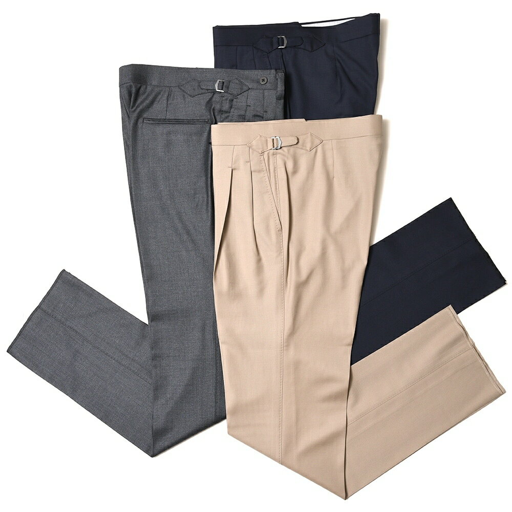 IGARASHI TROUSERS（五十嵐トラウザーズ）ウールサージソリッド2プリーツサイドアジャスターテーパードパンツ 190/188CA 13022204187