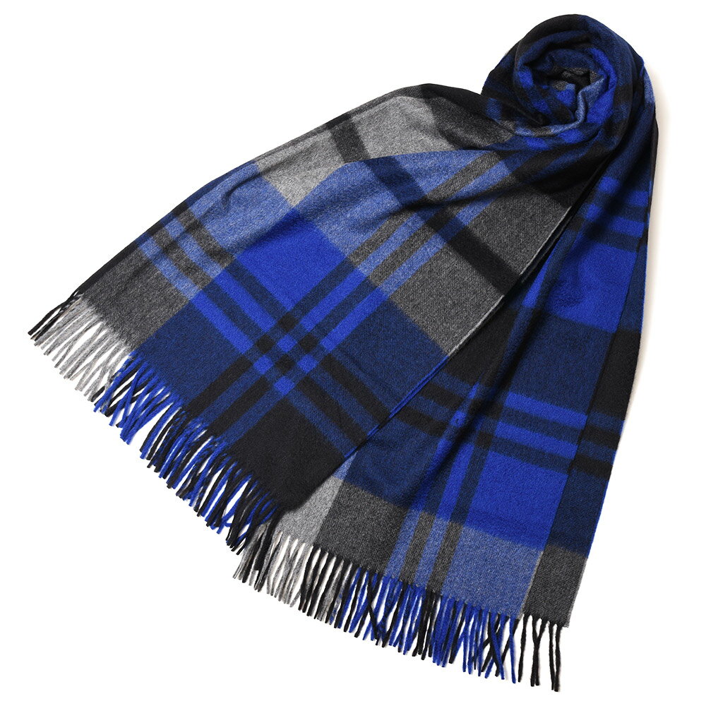 Joshua Ellis（ジョシュア エリス）カシミアタータンチェック大判ストール Primary Black Watch 18326033162のサムネイル