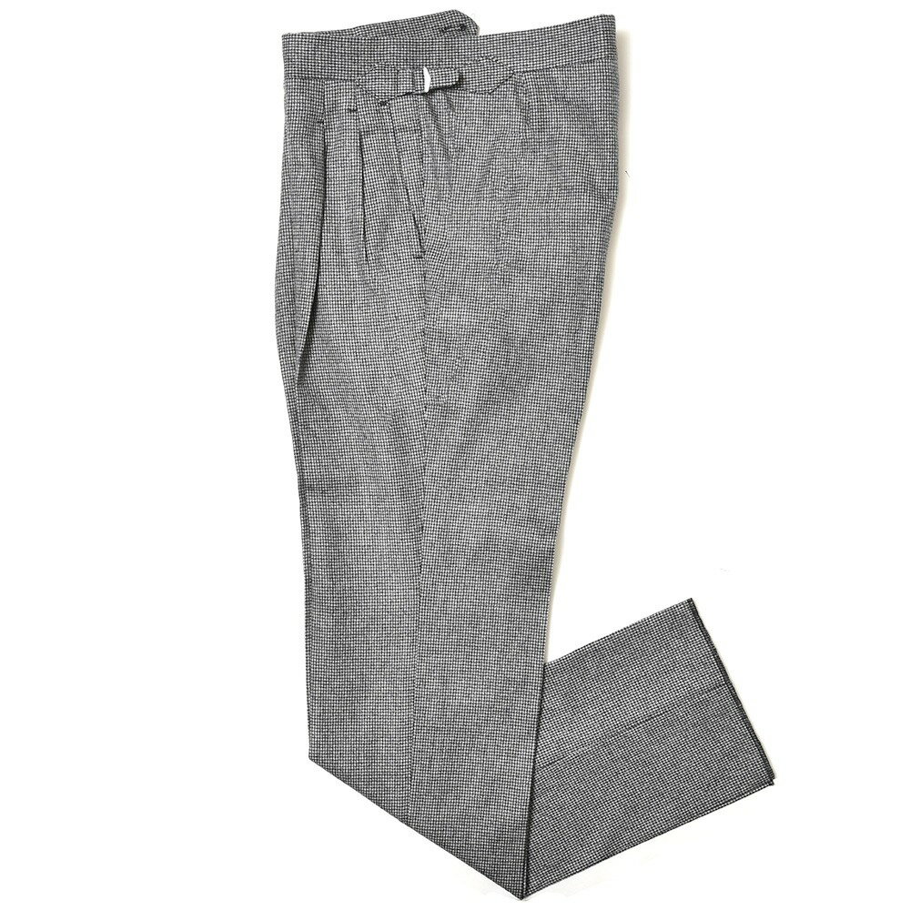 IGARASHI TROUSERS（五十嵐トラウザーズ）ウールフランネルハウンドトゥース2プリーツサイドアジャスターテーパードパンツ IGT/2OUTP/M6400 13032203187