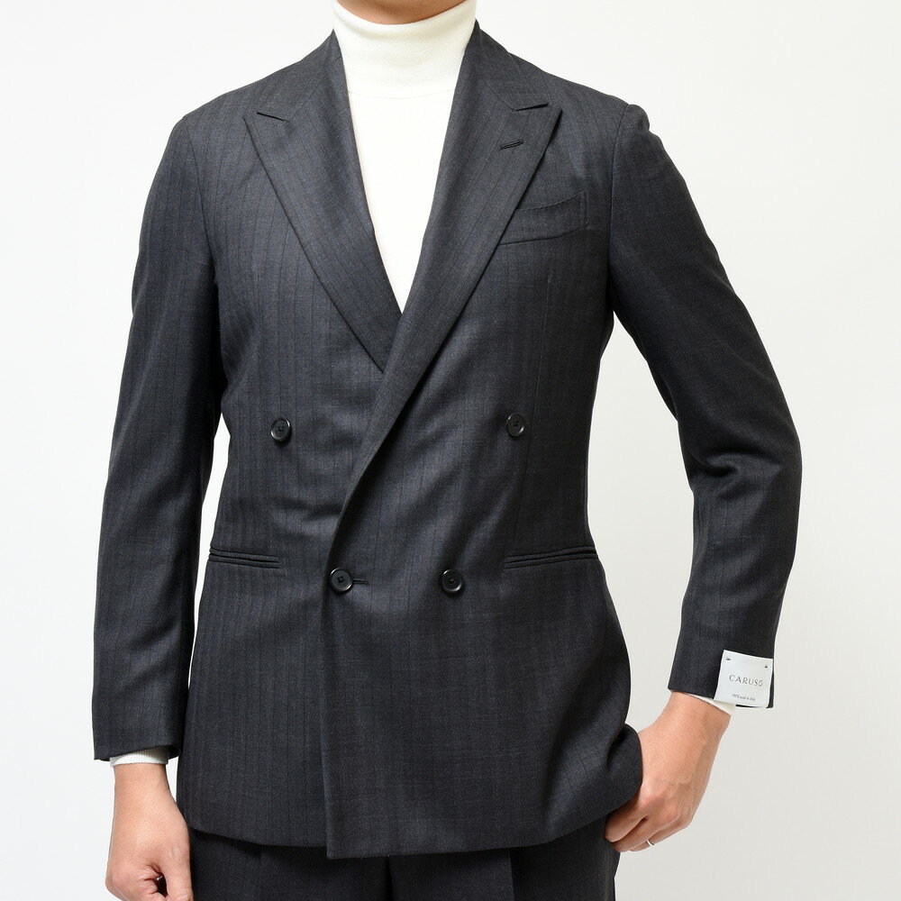 CARUSO（カルーゾ）BUTTERFLYバタフライ ウールジャガードストライプ4Bダブルジャケット GZC141ZN/508765 17032002025 PS4