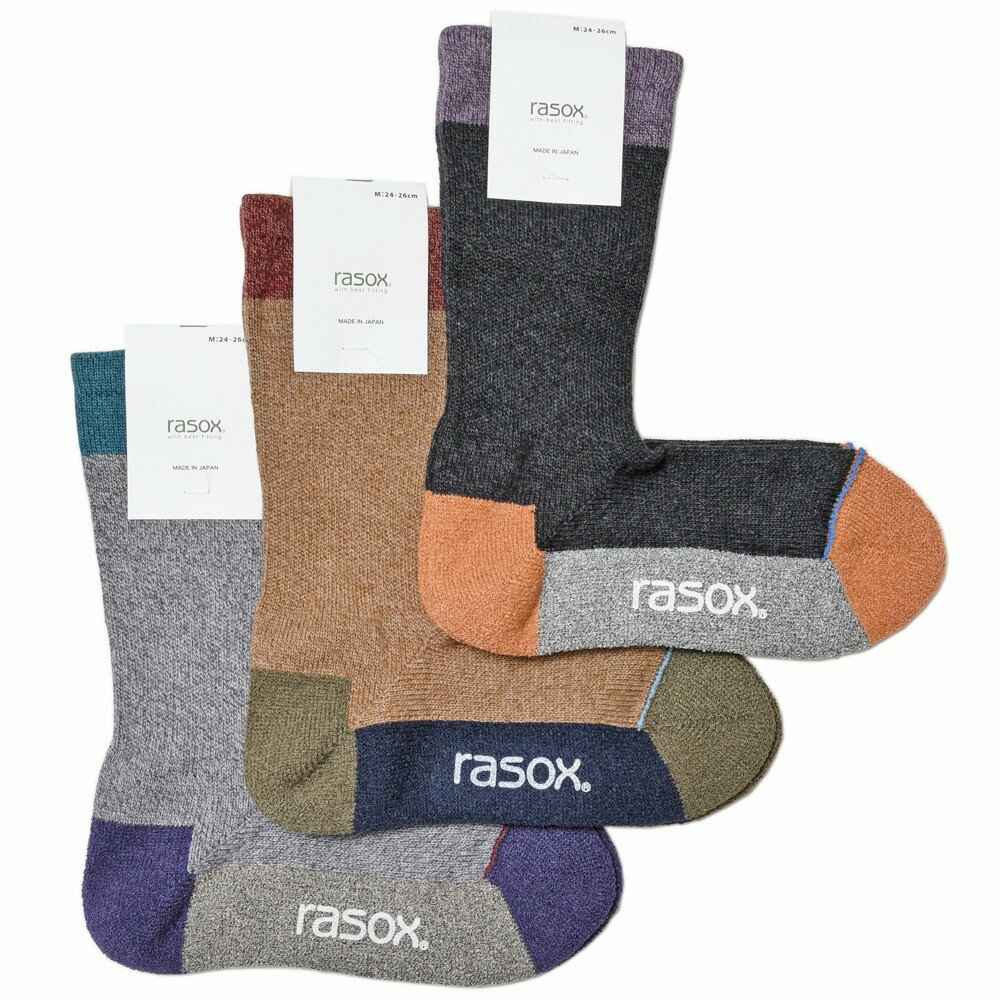 rasox（ラソックス）コットンアクリルメランジパネルソックス SP140CR01 18032000149