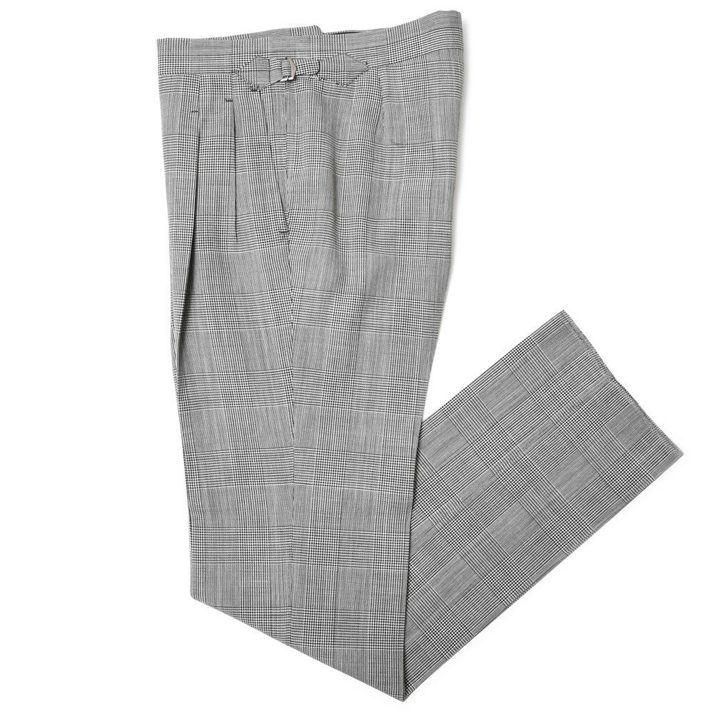 IGARASHI TROUSERS（五十嵐トラウザーズ）ハイツイストウールグレンチェック2プリーツサイドアジャスターテーパードパンツ IGT/2OUTP/M6500 13041214187