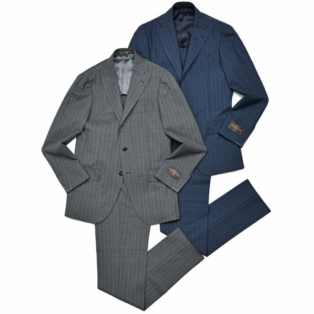 guji(グジ)ウールトロピカルピンストライプ3B1プリーツスーツ (MADE BY RING JACKET / VITALE BARBERIS CANONICOファブリック使用)【春/夏】17151205028