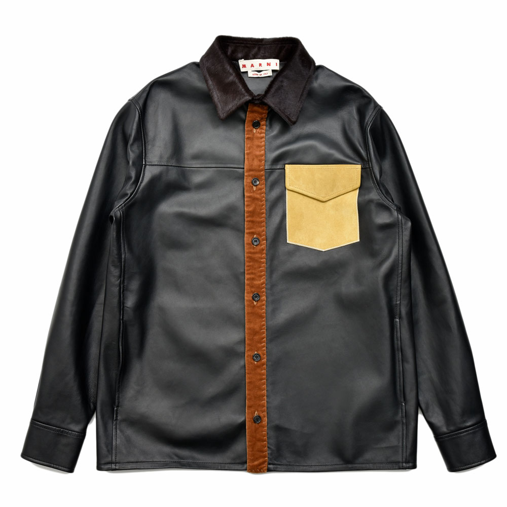 MARNIシープレザーコンビシャツ...