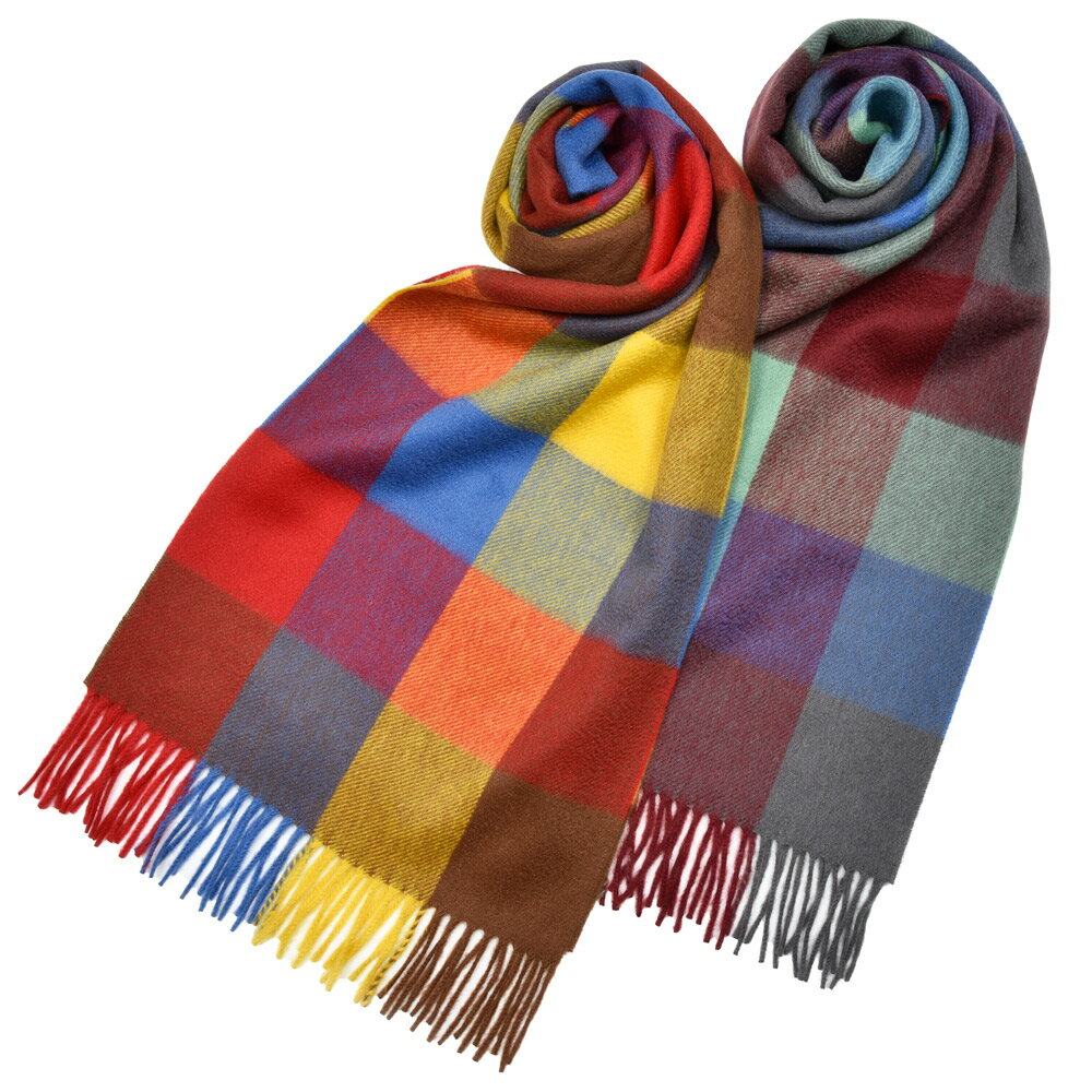 Joshua Ellis（ジョシュア エリス）カシミアブロックチェックマフラー 30×180(cm)18352001040