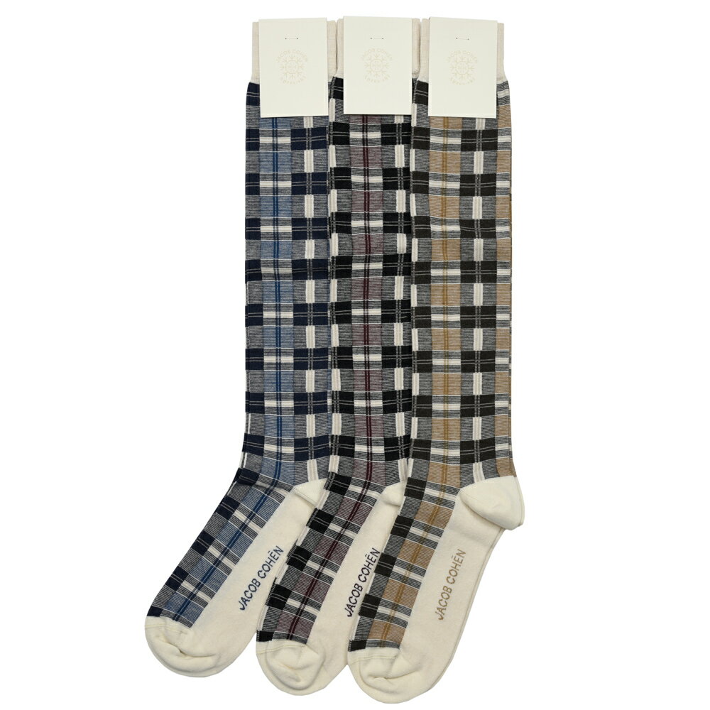 JACOB COHEN（ヤコブコーエン）Apres-ski コットンナイロンカシミヤチェックロングソックス 247-49801 ..