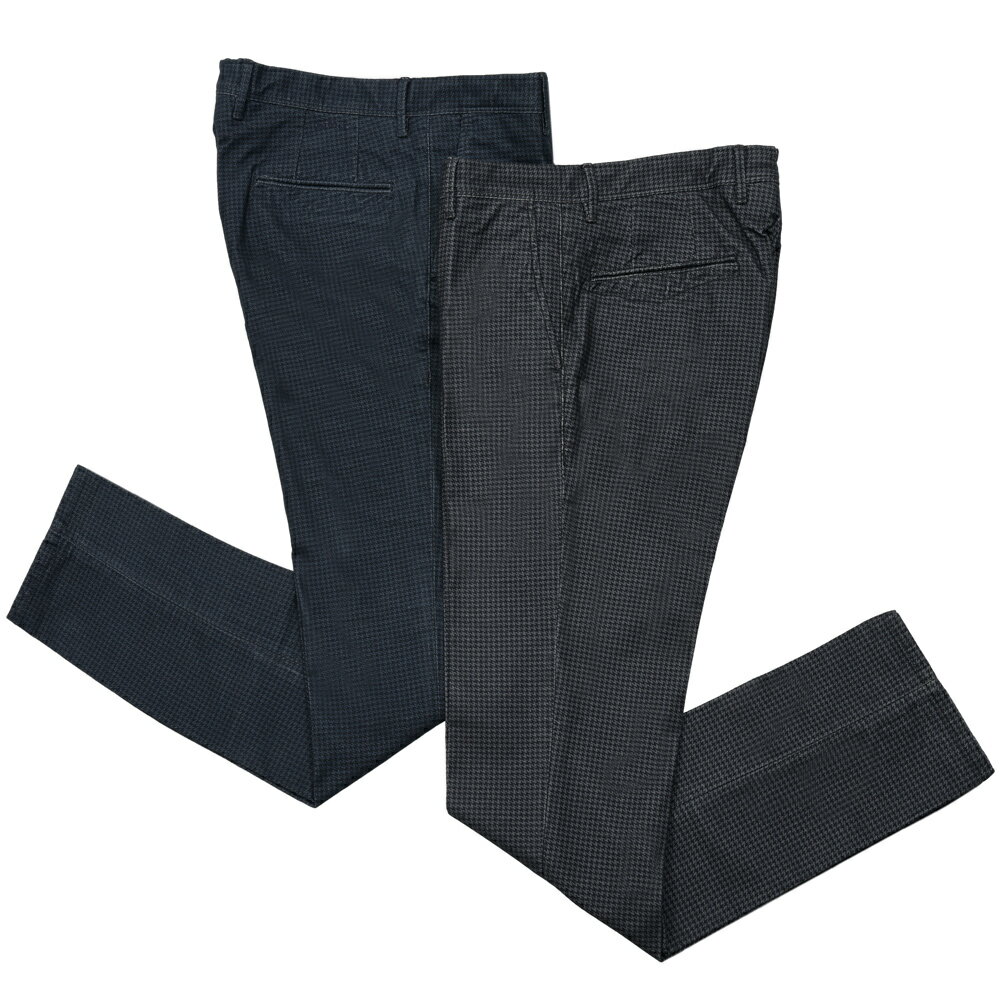 Rakuten - INCOTEX SLACKS（インコテックス スラックス）SLIM FIT ガーメントダイコットンストレッチネルハウンドトゥースプリントテーパードパンツ 18S100-40593/21515 13052003052