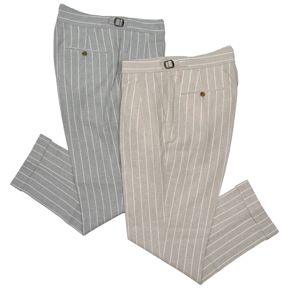 BERWICH（ベルウィッチ）SCOTCHスコッチ リネンレーヨンストライプ2インプリーツクロップドパンツ BE261UASCOTCHGT1235 13065001039