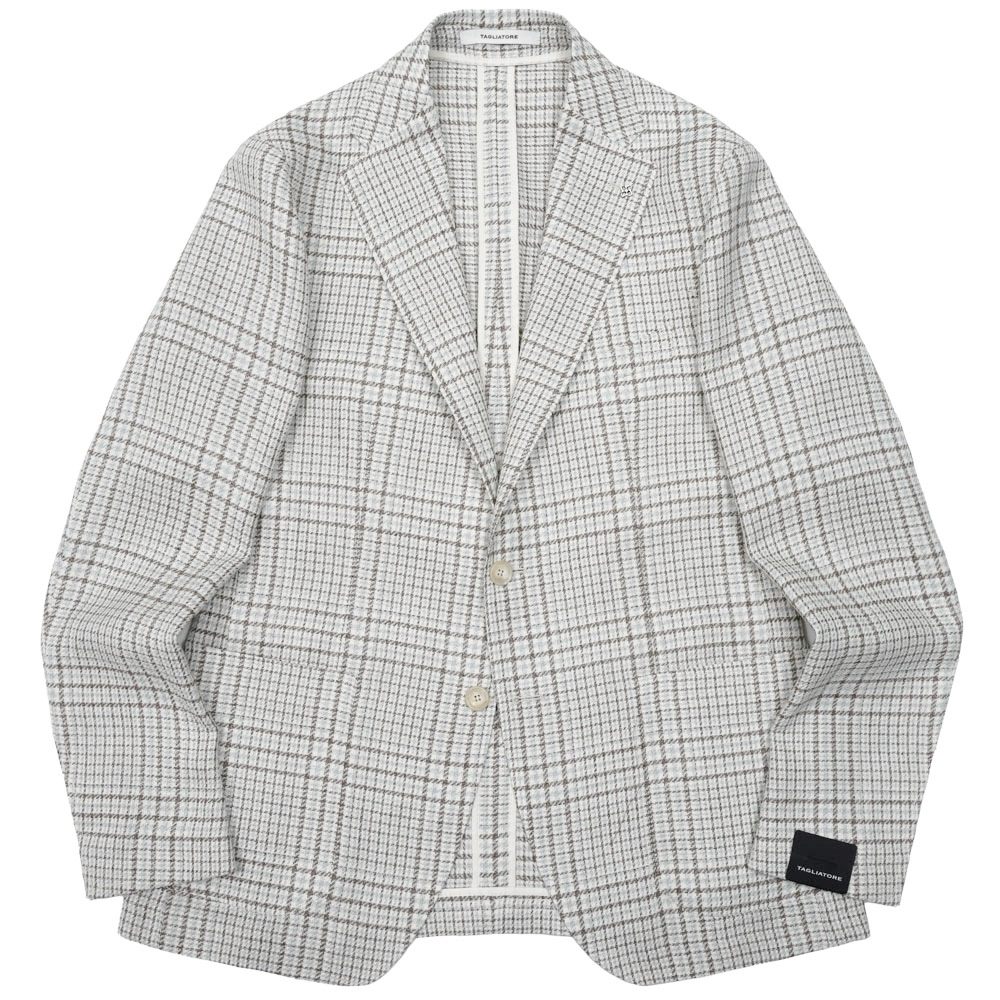 TAGLIATORE（タリアトーレ）DAKARダカール リネンウールシルクジャガードオーバーチェック2Bジャケット 850059 17061006054