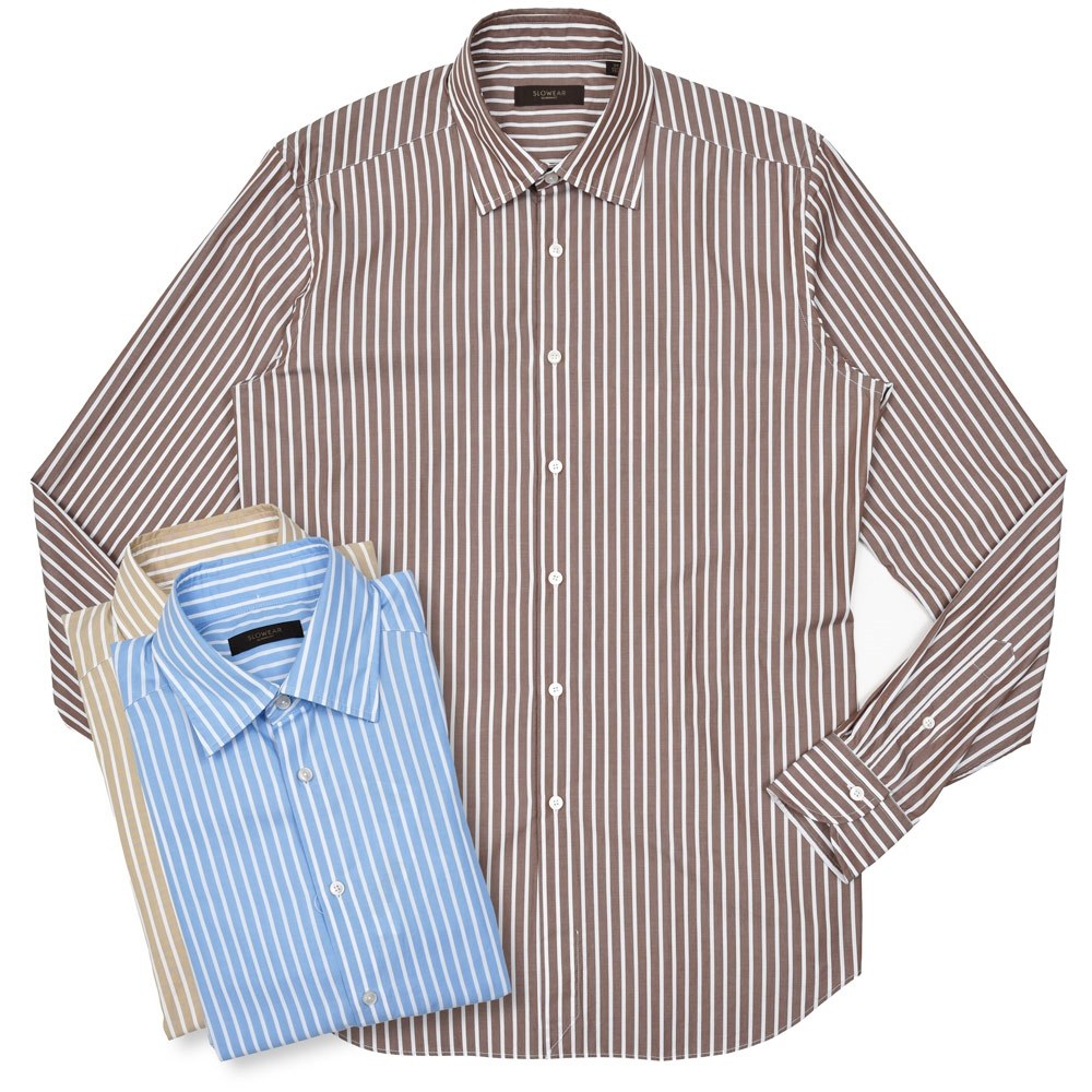 Rakuten - GLANSHIRT（グランシャツ）コットンブロードストライプセミワイドカラーシャツ 476-51404(M) 11065301052 PS3