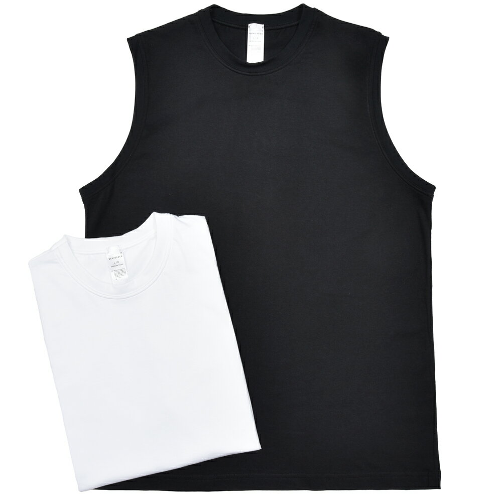Rakuten - Schiesser（シーサー）コットン天竺ノースリーブクルーネックカットソー AMERICAN T-SHIRT SINGLET(2packs) 12161001113