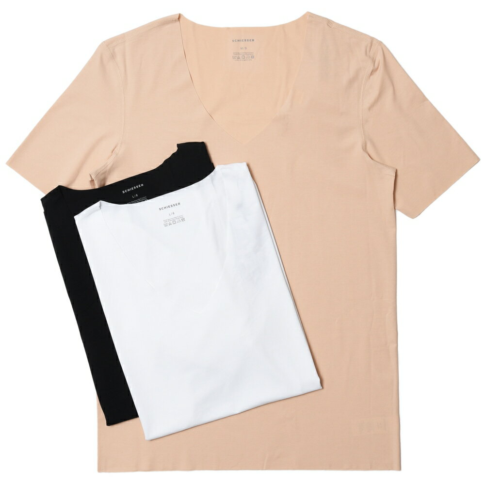 Rakuten - Schiesser（シーサー）コットンストレッチジャージVネックS/Sレーザーカットアンダーカットソー LACER CUT SHIRT1/2 12161002113