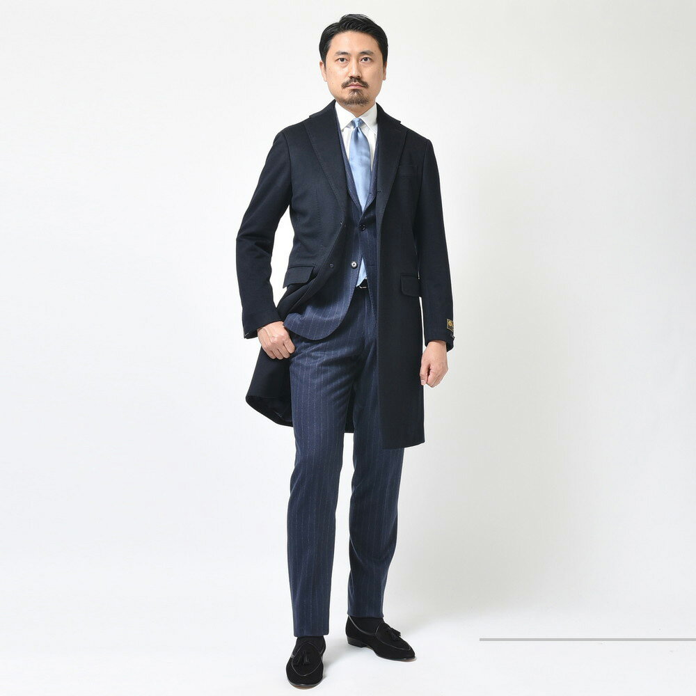 guji（グジ）カシミアフランネルソリッドチェスターフィールド