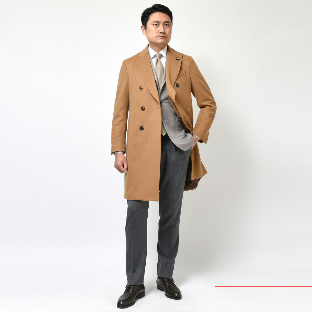 LARDINI（ラルディーニ）ウールフランネルソリッドダブルチェスターフィールドコート 7218AQ604 14122000109｜guji  online shop（グジ オンラインショップ）