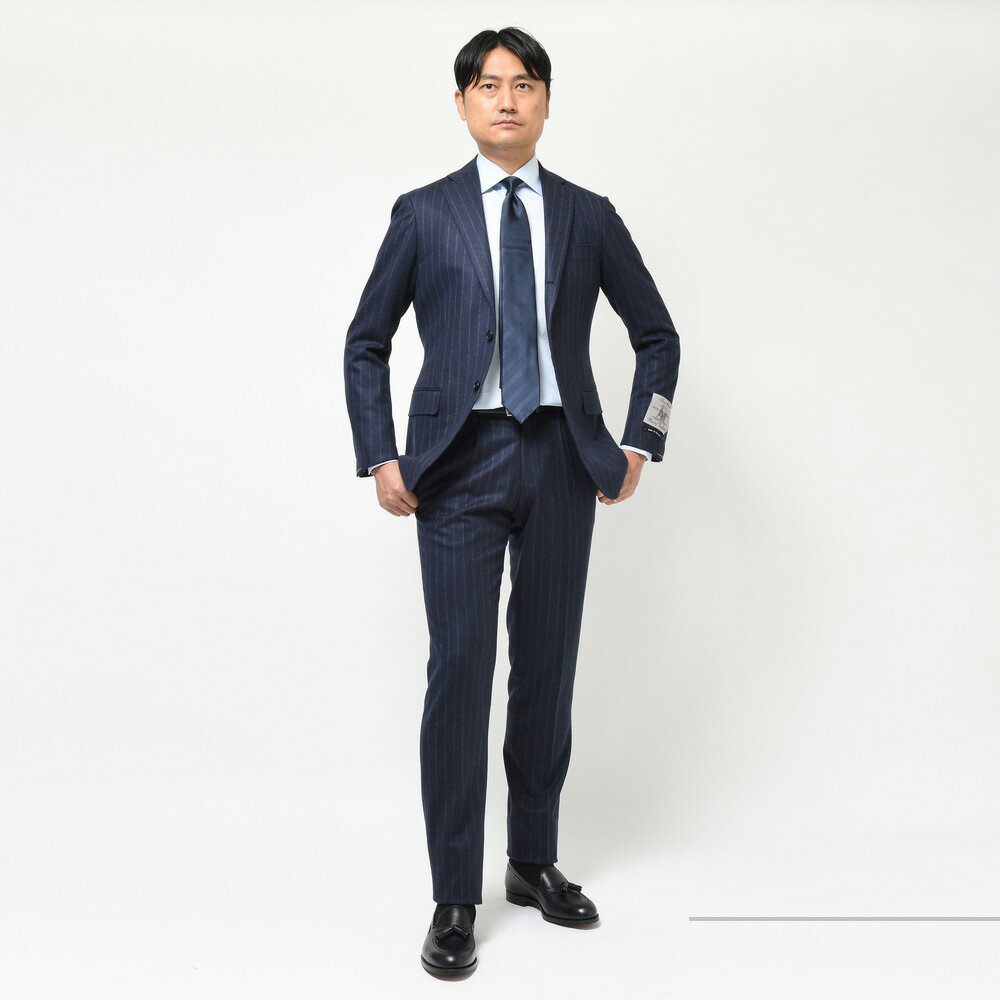 guji(グジ)ウールフランネルチョークストライプ3B1プリーツ guji(グジ)ウールフランネルチョークストライプ3B1プリーツ