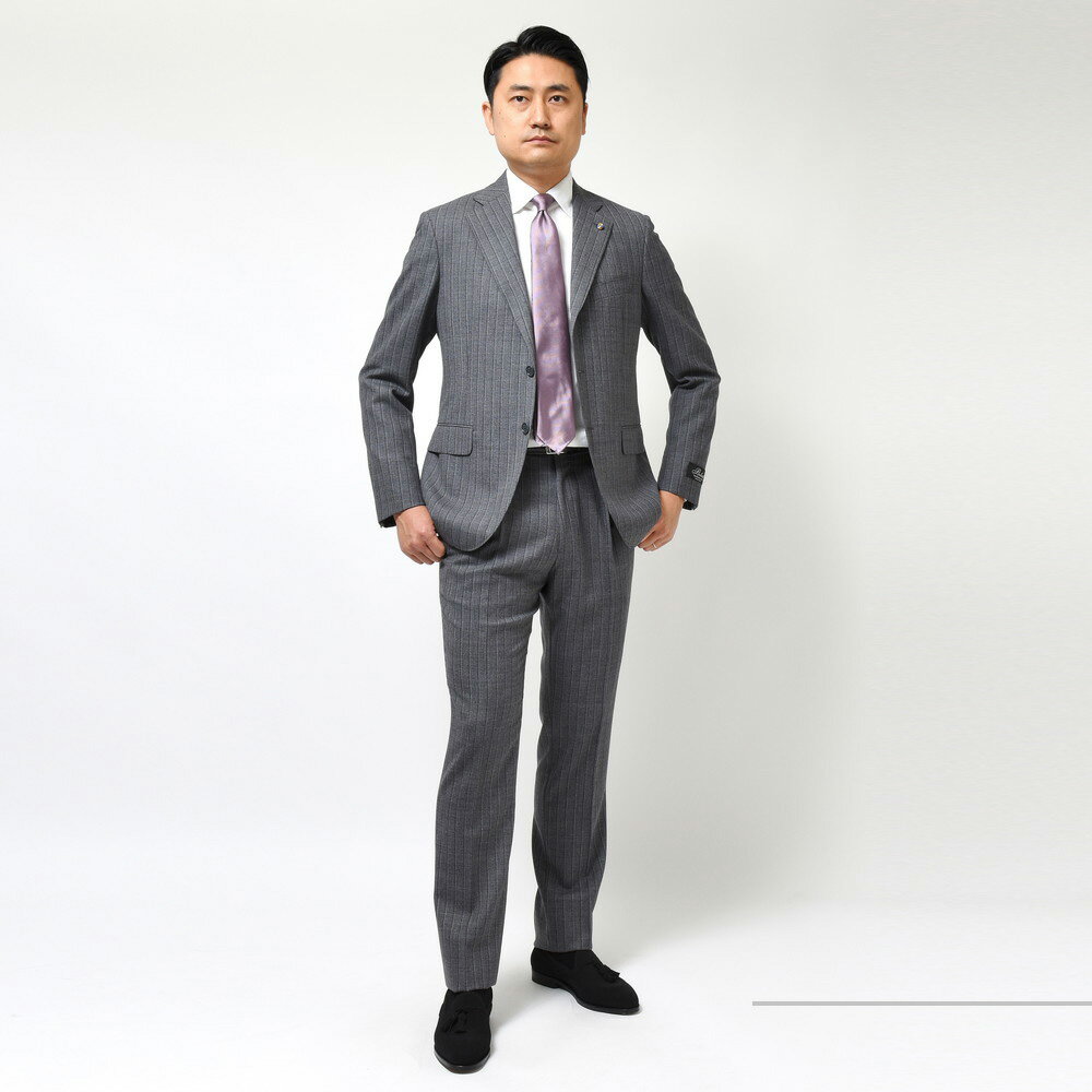 Belvest(ベルベスト)ウールオルタネイトストライプ3B1プリーツ Belvest(ベルベスト)ウールオルタネイトストライプ3B1プリーツ