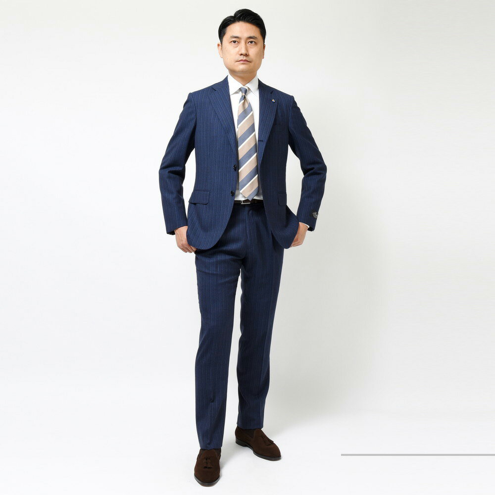 Belvest(ベルベスト)ウールオルタネイトストライプ3B1プリーツ Belvest(ベルベスト)ウールオルタネイトストライプ3B1プリーツ