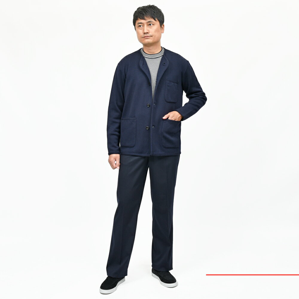 LARDINI（ラルディーニ）ウールミラノリブノーカラーニットジャケット JCLJM96/CN65000 16056000109