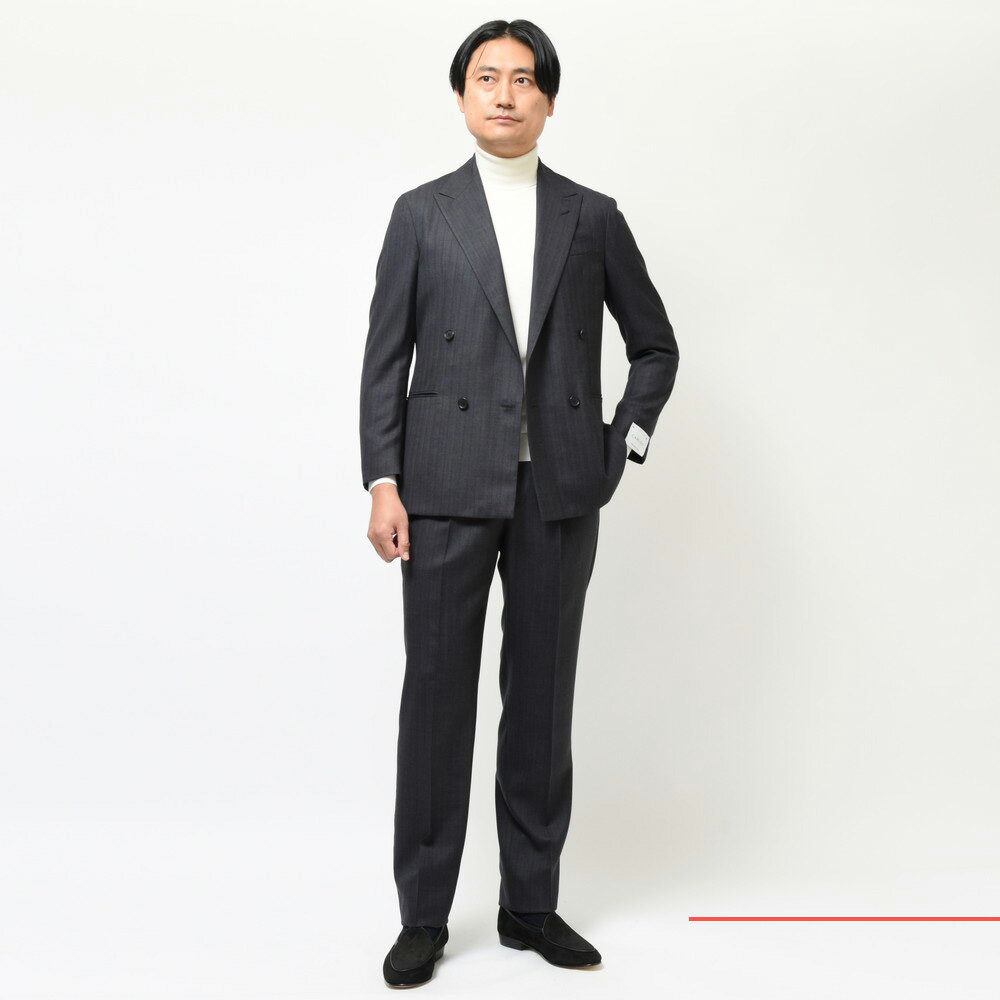 CARUSO（カルーゾ）BUTTERFLYバタフライ ウールジャガードストライプ4Bダブルジャケット GZC141ZN/508765 17032002025 PS4